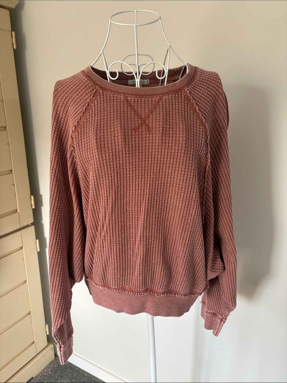 Z Supply Waffle Knit Crewneck Sweater - Dusty Rose